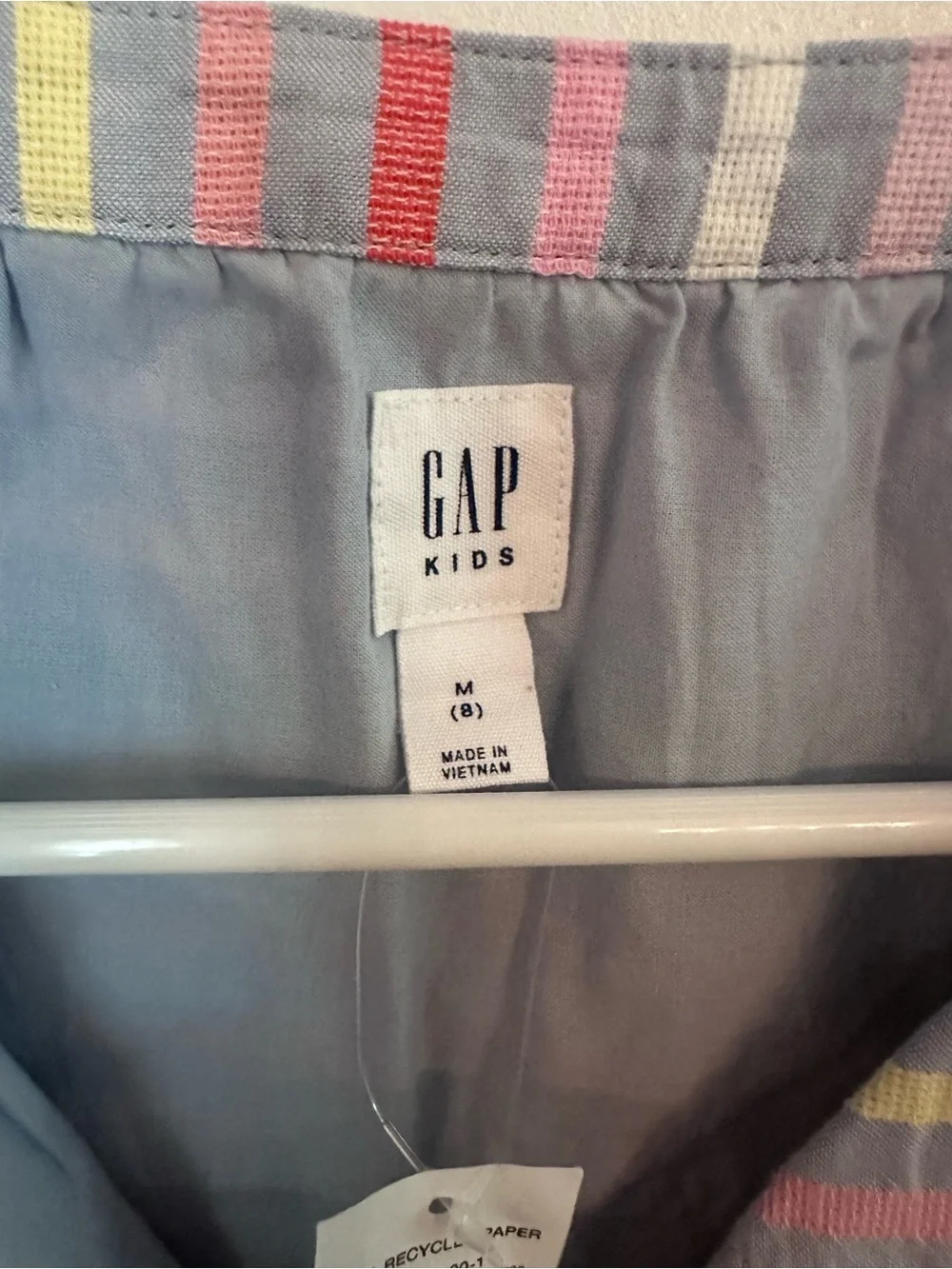 GAP Pastel Rainbow-Striped Belted Shirt Dress